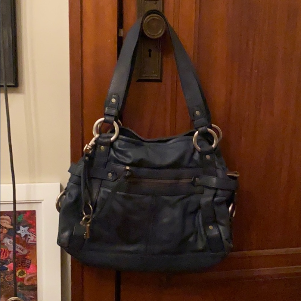Fossil Navy Blue Satchel Bag